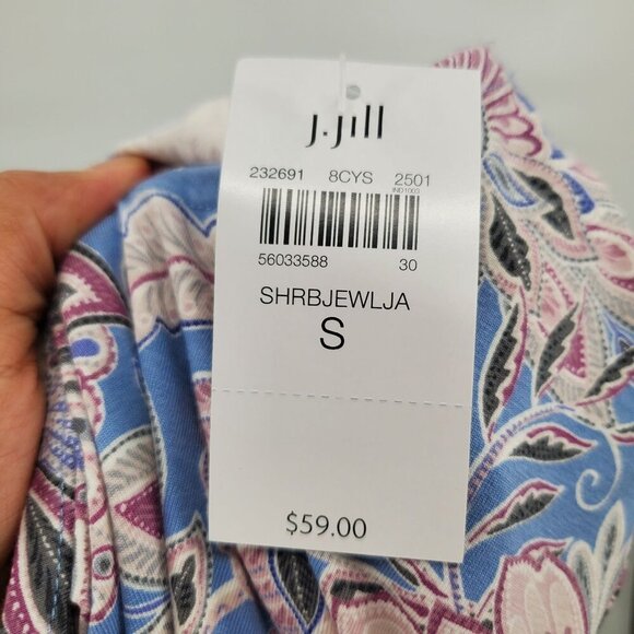 Pure Jill Long Sleeve Shirttail Tee Women Size Small NWT Pima Cotton Crew Neck - Picture 8 of 14